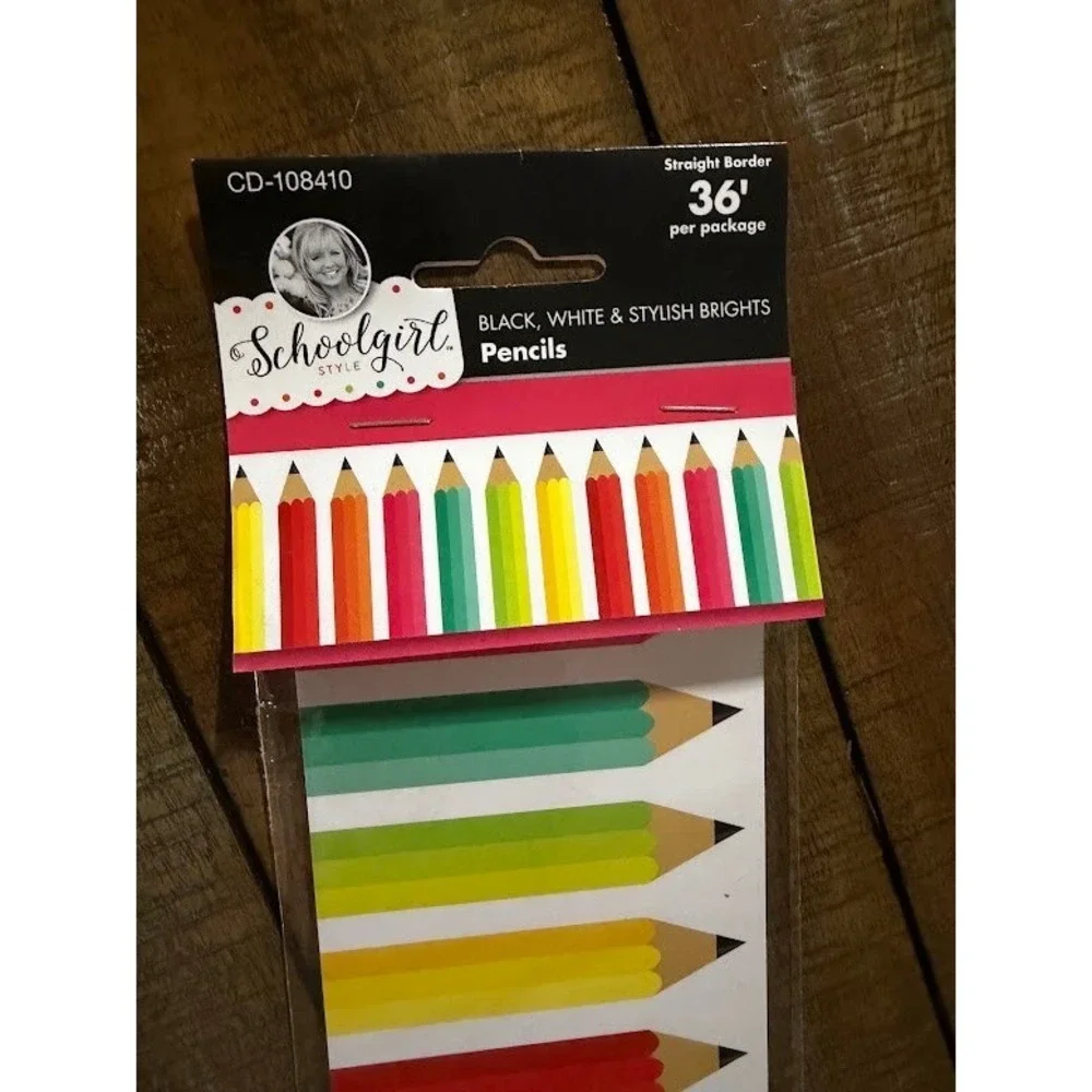 Lot of 3 Schoolgirl 36ft Pencil Bulletin Board Borders CD-108410 Stylish Brights